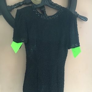 VINTAGE Ste'nay Silk & Sequined black dress sz 10